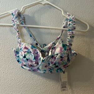 Shade & Shore floral ruffle strap bikini top size XS